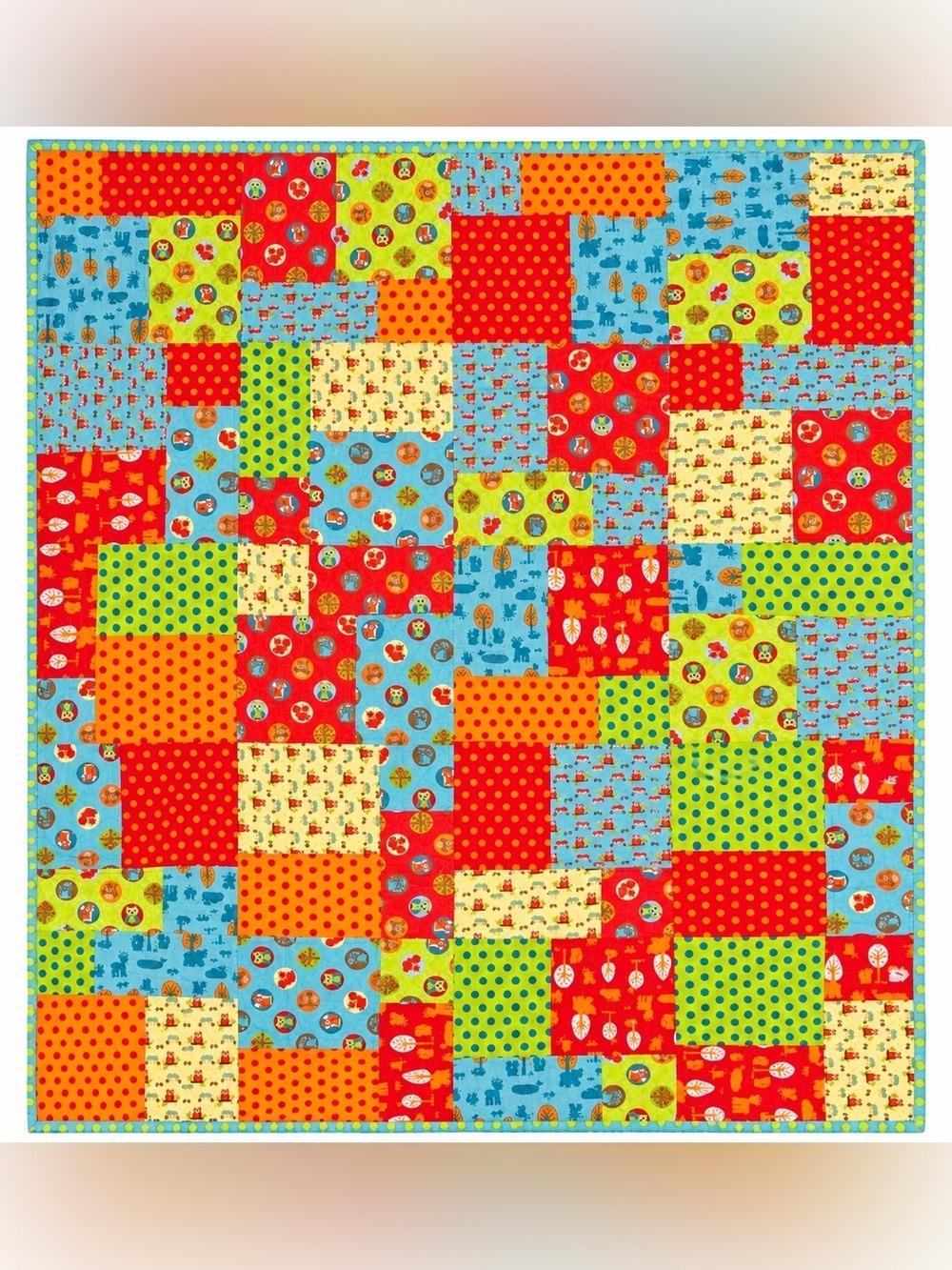 Handmade Woodland Animals Patchwork Quilt Reversible Crabs Whales Baby Blanket